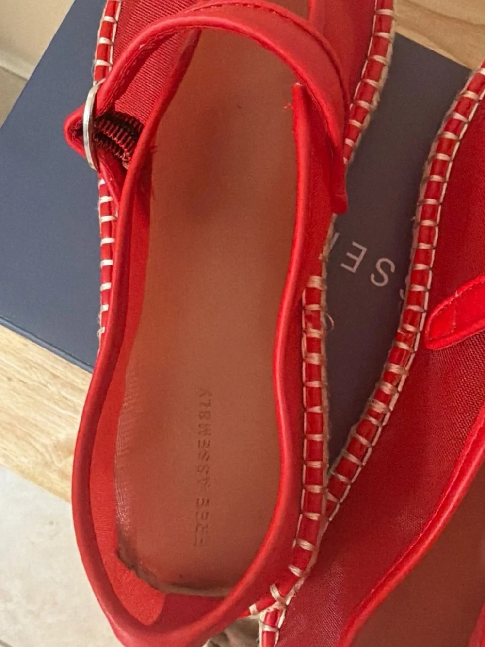 Women's Red Mary Jane Espadrilles with Strap